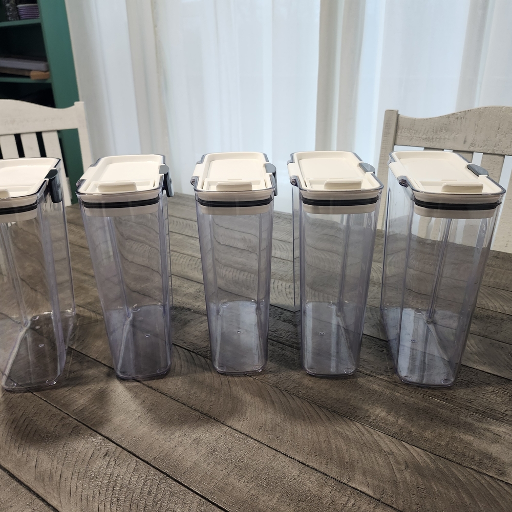 Airtight Clear Food Storage Canister with Cream Lid (Set of 5)